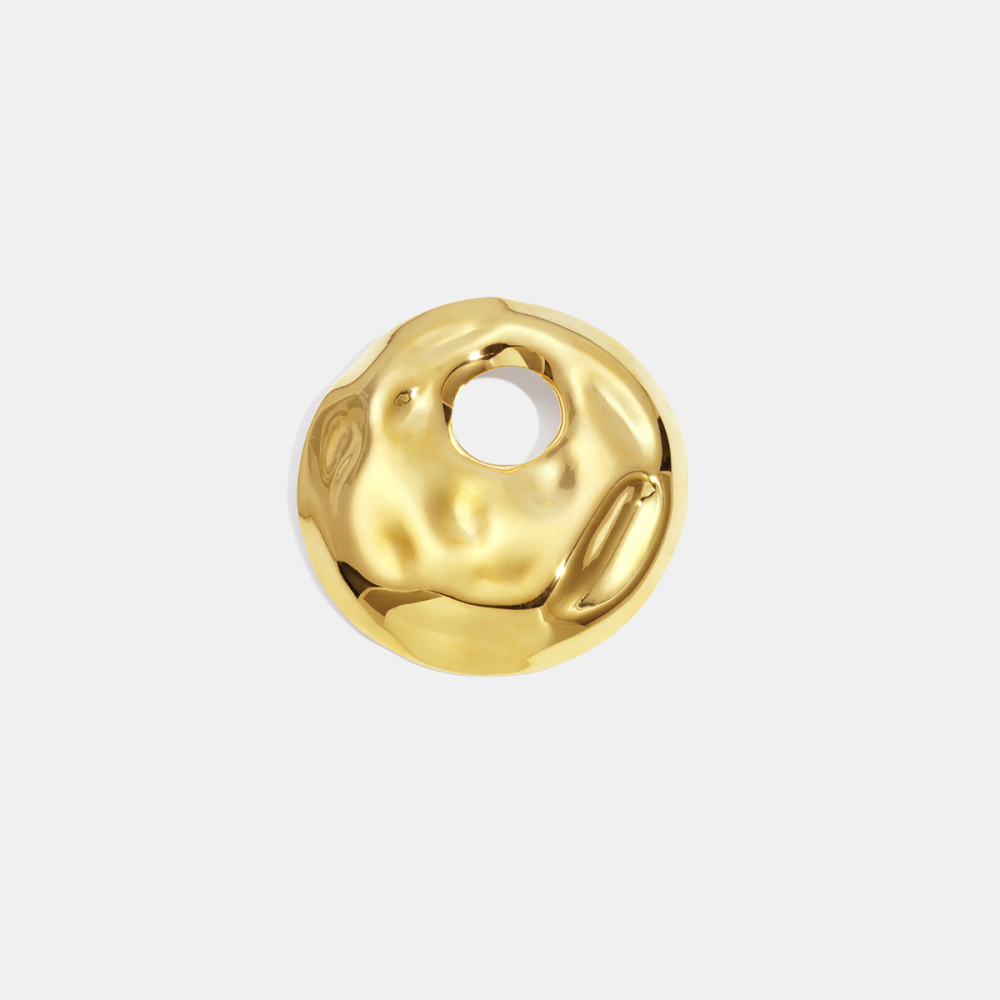 Broche Ronde Creuse En Acier Inoxydable Étanche Couleur Or (1 Pièce) 