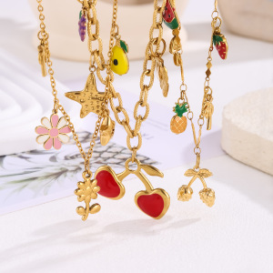 Collier Pendentif Femme Étanche En Acier Inoxydable À Motif Fruits Éclatants (1 Pièce) h5 Image4