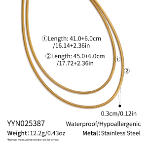 Collier À Plusieurs Rangs En Acier Inoxydable Doré, Étanche, Composé D'Une Seule Chaîne. h5