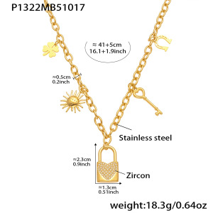 Collier Pendentif Femme En Acier Inoxydable Doré, Orné D'Une Fleur Exquise (1 Pièce) h5 