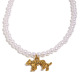 Collier avec pendentif tigre creux en perles d'imitation - Or 