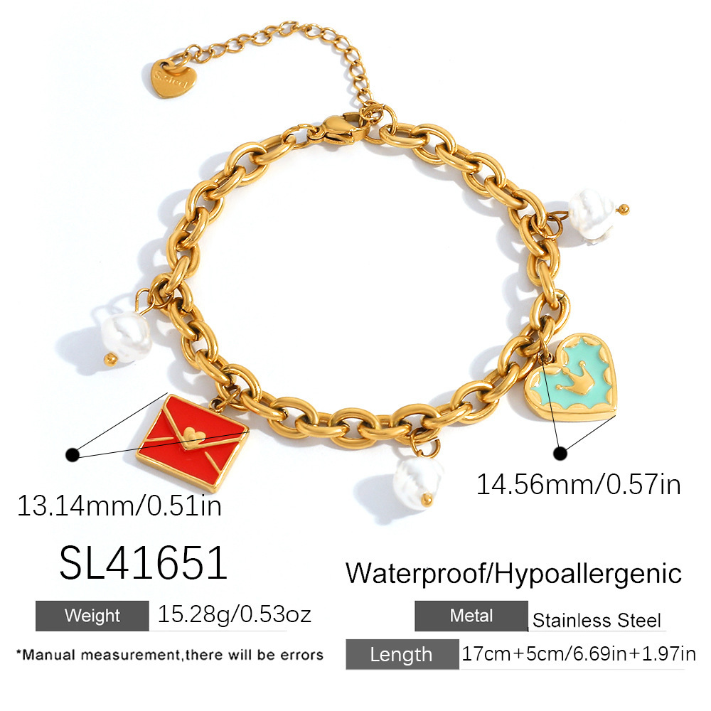 Bracelet À Breloques Ethnique Quotidien En Forme De Cœur, En Acier Inoxydable Étanche, Pour Femme (1 Pièce). 