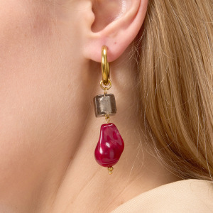 1 Paire De Boucles D'Oreilles Pendantes Vintage En Acier Inoxydable, Imperméables, Couleur Or, En Acrylique Pour Femme. h5 Image4