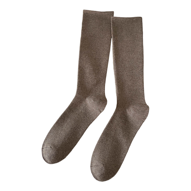 1 Paire De Chaussettes Mi-Mollet Simples Et Longues En Pur Coton Pour Femme Image3