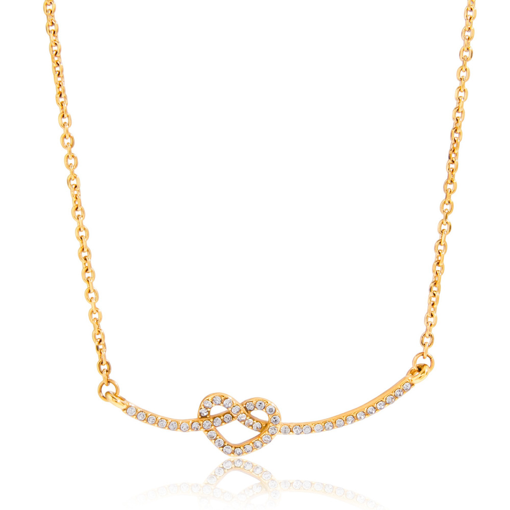 Collier Pendentif Femme Sophistiqué En Forme De Cœur, En Acier Inoxydable Étanche, Couleur Or (1 Pièce) 