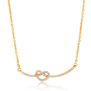 Collier Pendentif Femme Sophistiqué En Forme De Cœur, En Acier Inoxydable Étanche, Couleur Or (1 Pièce) h5 