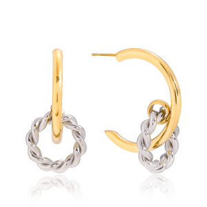 1 Paire De Boucles D'Oreilles Créoles Modernes Pour Femmes, En Acier Inoxydable Étanche, Coloris Or Et Argent. h5 