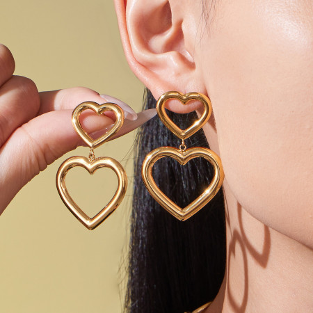Ensembles de bijoux pour femmes, chaîne cœur moderne en acier inoxydable, étanche, couleur or 2