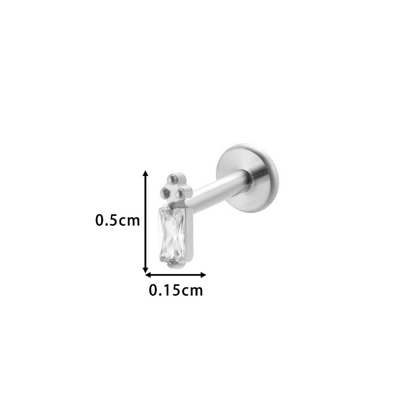 Boucles D'Oreilles Percées En Alliage De Titane Et Zircone Doré Pour Femme, 1 Pièce Image2
