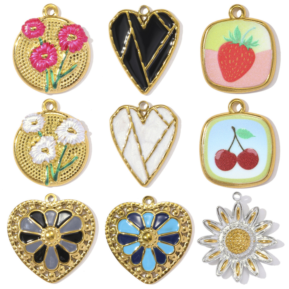 Pendentif Femme Étanche En Acier Inoxydable En Forme De Cœur Coloré (1 Pièce) Image5