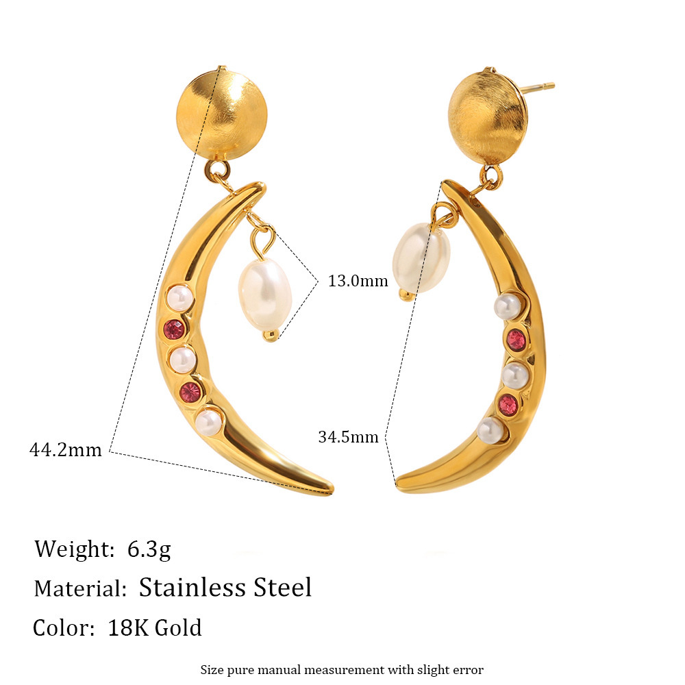 Boucles D'Oreilles Pendantes Daily Moon Daily Moon Pour Femme, En Acier Inoxydable Étanche (1 Paire) Image4