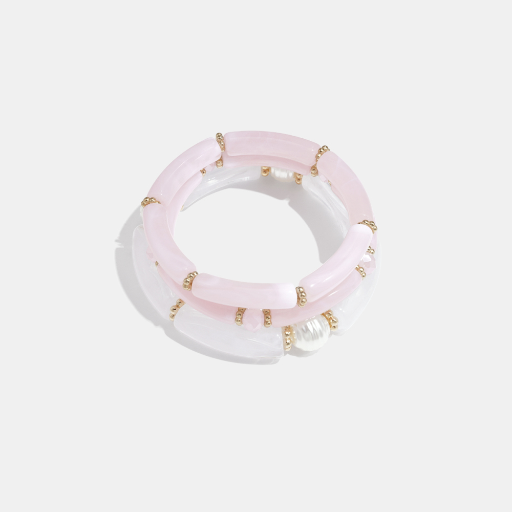 1 Ensemble De Bracelets Rétro En Acrylique Dégradé De Couleurs