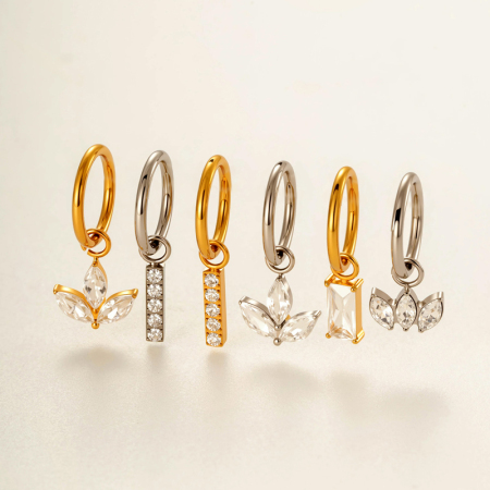 Boucles d'oreilles pendantes rectangulaires exquises en alliage de titane couleur or et zircon pour femme, 1 pièce