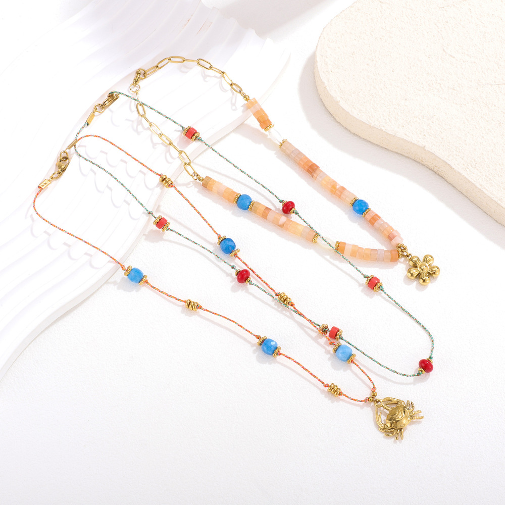 Collier Élégant Avec Pendentif En Perles Et Pierres Naturelles Pour Femme, 1 Pièce Image5