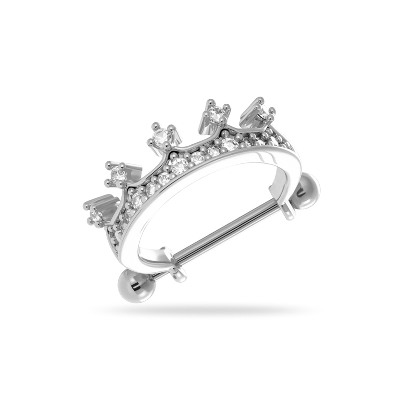 Boucles D'Oreilles Percées Simples En Forme De Couronne En Cuivre Doré Et Zircon Pour Femme, 1 Pièce 