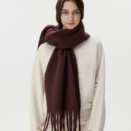 Écharpe d'hiver en rayonne et laine à pompons de couleur unie, 1 pièce 2