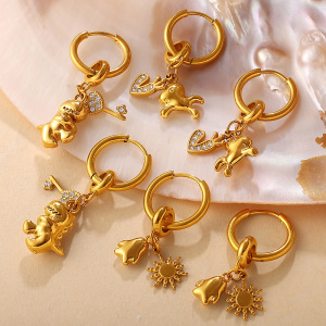 1 Paire De Boucles D'Oreilles Pendantes En Acier Inoxydable Étanche Couleur Or À Faire Soi-Même h5 Image3