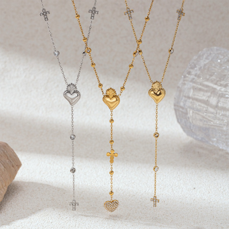 Collier pendentif cœur en acier inoxydable étanche (1 pièce)
