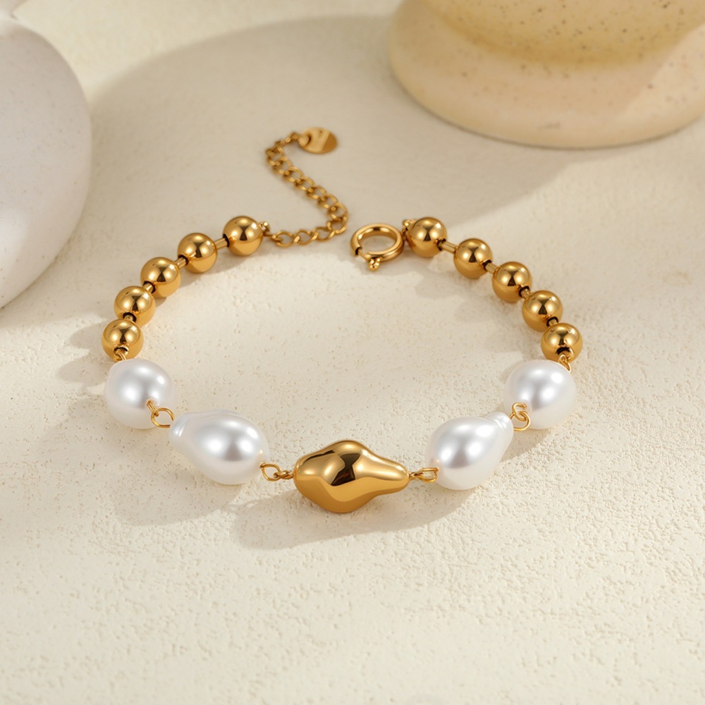 Ensemble De Bracelets Pour Femmes, Composé D'Une Chaîne En Acier Inoxydable Imperméable En Forme De Cœur Simple Et Irrégulière. Image3