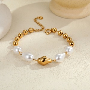 Ensemble De Bracelets Pour Femmes, Composé D'Une Chaîne En Acier Inoxydable Imperméable En Forme De Cœur Simple Et Irrégulière. h5 Image3
