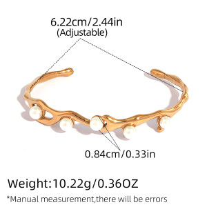 Bracelet Jonc Simple Et Élégant En Acier Inoxydable, Couleur Or, Imperméable, Pour Femme (1 Pièce) h5 Image2