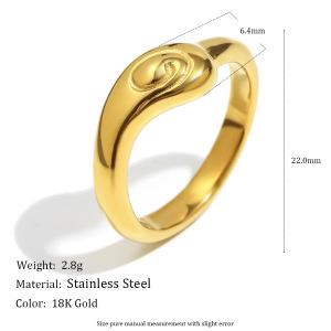 Bague Daily Circle En Acier Inoxydable Étanche, 1 Pièce, Collection Simple Series h5 Image4
