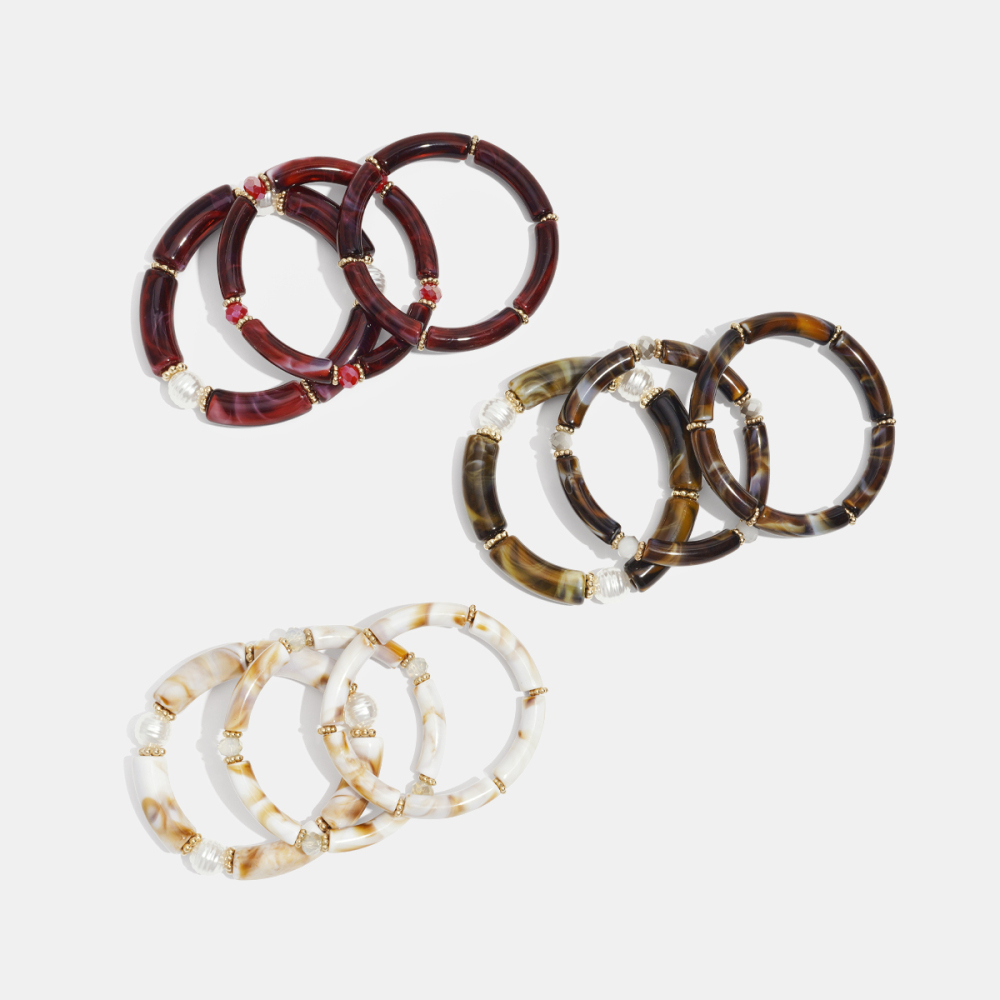 1 Ensemble De Bracelets Rétro En Acrylique Dégradé De Couleurs h5Image4