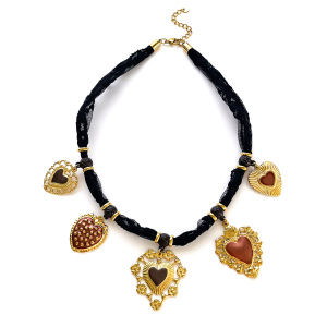 Collier Pendentif Rétro En Forme De Cœur, En Acier Inoxydable Étanche, Couleur Or. h5