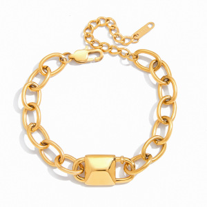 Ensembles De Bijoux Pour Femmes Modern Lock En Acier Inoxydable Étanche Couleur Or h5