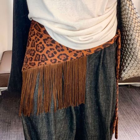 Bandana pour femme en polyester à pompons et imprimé léopard, 1 pièce