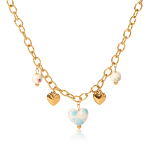 Collier Pendentif En Forme De Cœur En Céramique, Acier Inoxydable Étanche, Couleur Or h5 