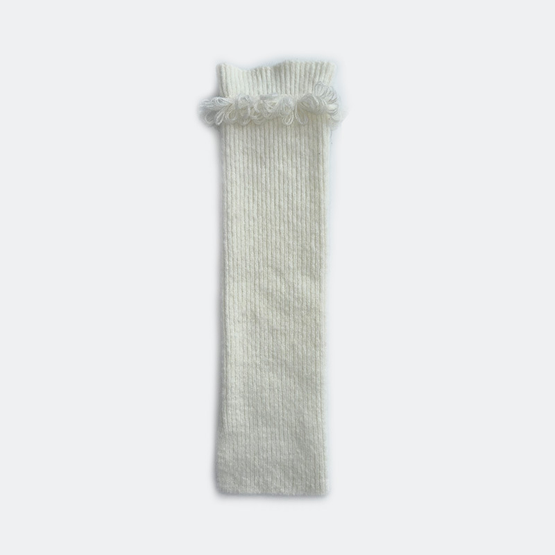 1 Paire De Jambières Tricotées À Pompons En Laine Mélangée 