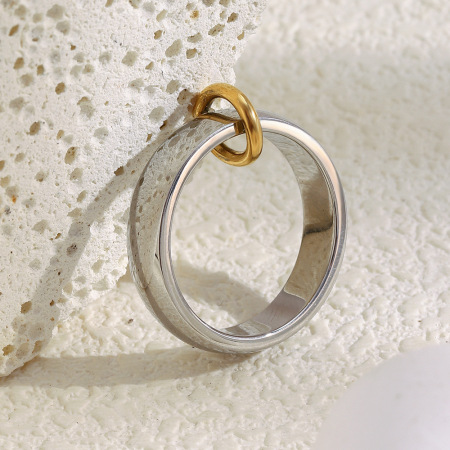 Bague minimaliste pour femme, collection Daily Circle, en acier inoxydable étanche (1 pièce). 2