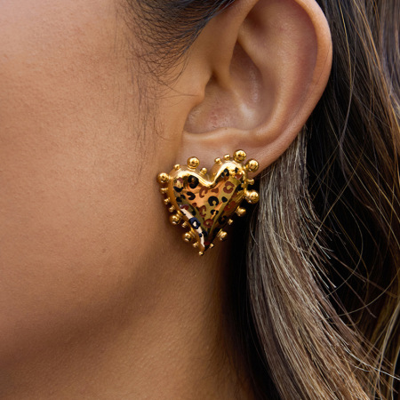 Ensembles de bijoux élégants pour femmes, en acier inoxydable doré, imprimé léopard, étanches. 2