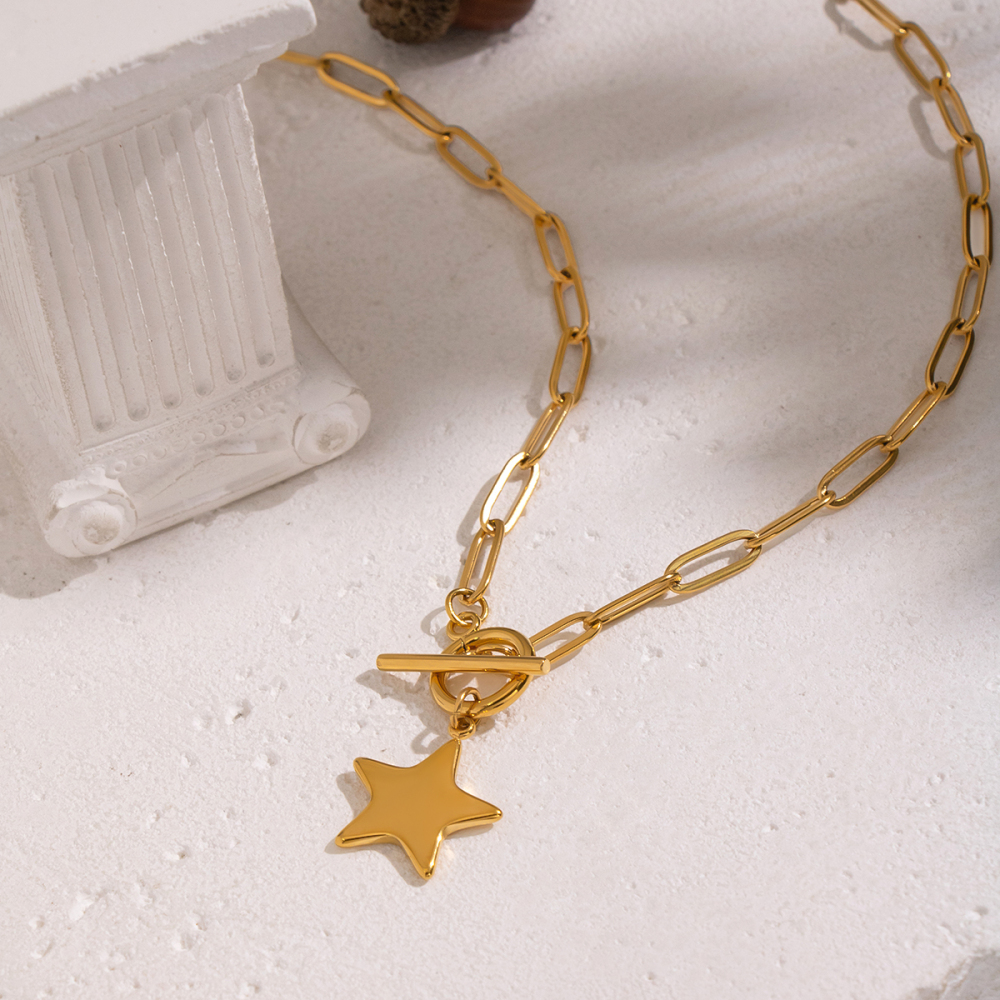 Collier Pendentif En Acier Inoxydable Doré, Étanche, En Forme D'Étoile Image3