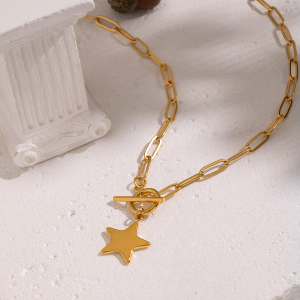 Collier Pendentif En Acier Inoxydable Doré, Étanche, En Forme D'Étoile h5 Image3