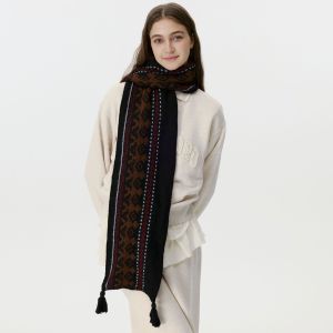 Écharpe D'Hiver Vintage En Laine Fair Isle Pour Femme, 1 Pièce h5 Image3