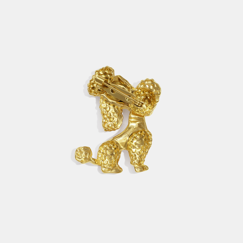 Broche En Acier Inoxydable Doré, Forme Caniche (1 Pièce) Image5