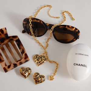 Ensembles De Bijoux Pour Femmes En Acier Inoxydable Doré, Imprimé Léopard Sexy h5 Image5