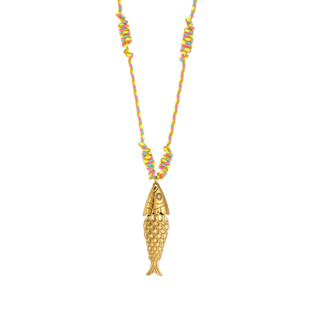 Collier tressé pour femme, motif coquillage, en acier inoxydable étanche, couleur or (1 pièce) 2