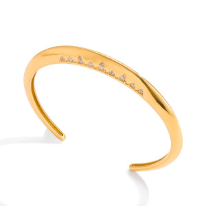 Bracelet Manchette Triangulaire Élégant En Acier Inoxydable Étanche Couleur Or Pour Femme (1 Pièce) h5 