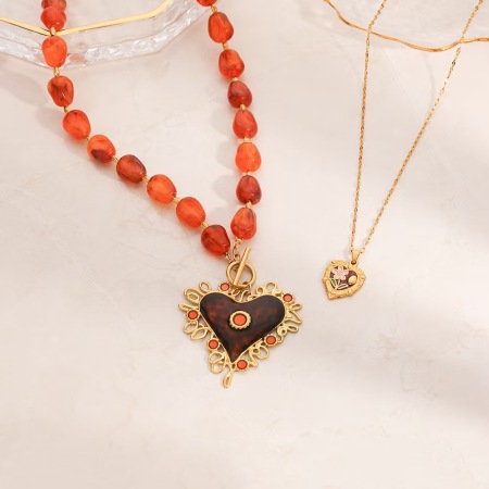 Collier de perles ethnique de forme irrégulière en acier inoxydable étanche pour femme (1 pièce)