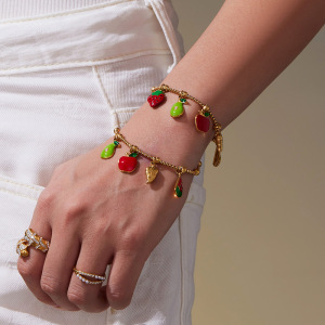 Ensembles De Bijoux Pour Femmes En Acier Inoxydable, Couleur Or, Motif Fruits Mignons, Série Polychrome h5 Image2