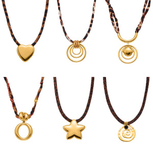 Collier Pendentif Femme Rétro En Acier Inoxydable, Couleur Or, Étanche (1 Pièce) h5 Image5