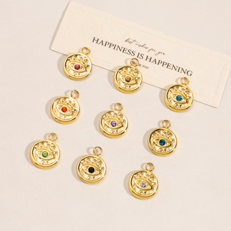 Pendentif classique œil du diable à faire soi-même, en acier inoxydable étanche, couleur or, pour femme (1 pièce)