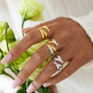 Bague Femme Tendance, Lignes Géométriques Simples, En Acier Inoxydable Étanche Couleur Or (1 Pièce) h5 Image5