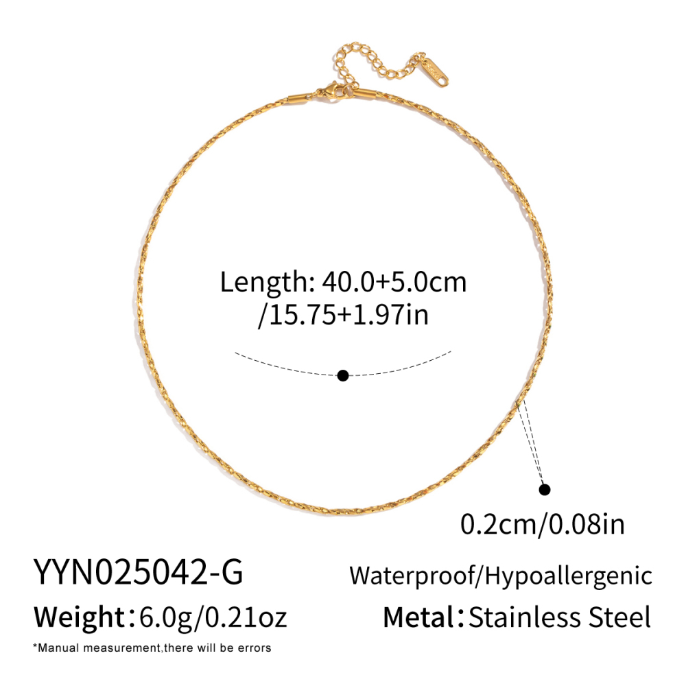Collier Simple En Acier Inoxydable Étanche Couleur Or (1 Pièce)