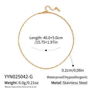 Collier Simple En Acier Inoxydable Étanche Couleur Or (1 Pièce) h5