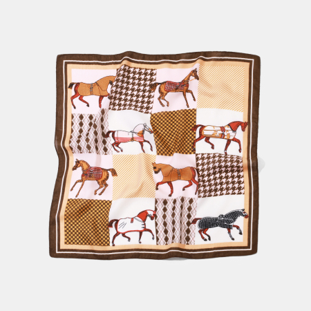 Bandana rétro en polyester à carreaux de cheval, 1 pièce
