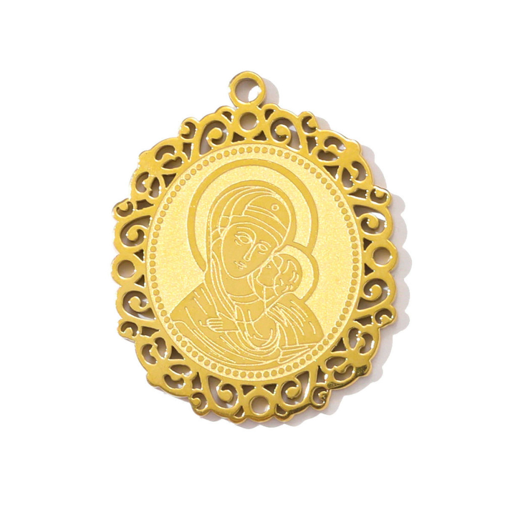 Pendentif Femme Luxueux En Acier Inoxydable, Zircon Et Motif Trèfle (1 Pièce) 